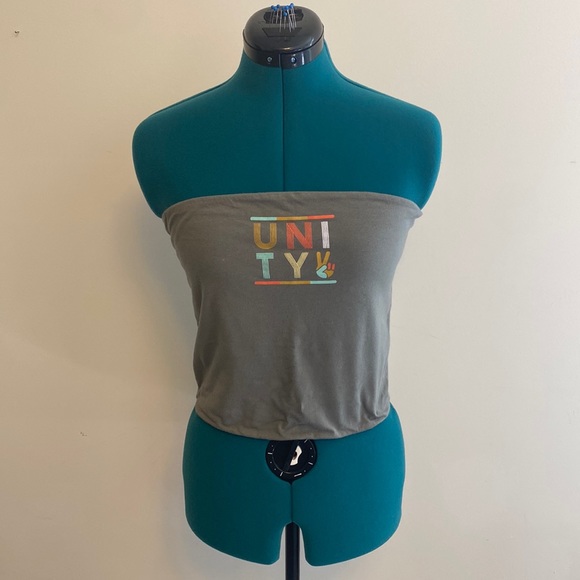 Mighty Fine Large Gray Tube Crop Top with multi-colored wording “UNITY” - Picture 1 of 5